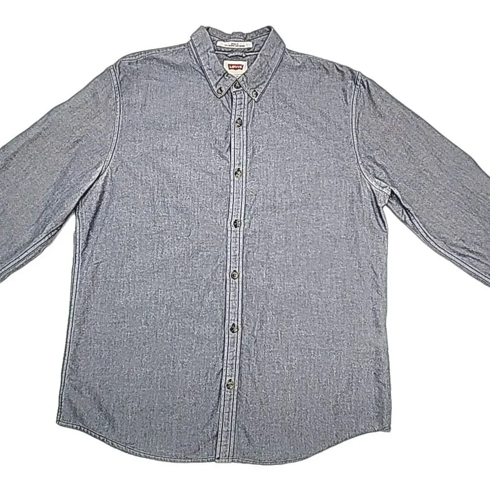 Levi’s Shirt Modern Fit Cotton Men’s Size XL Blue Chambray Denim Button Long Slv